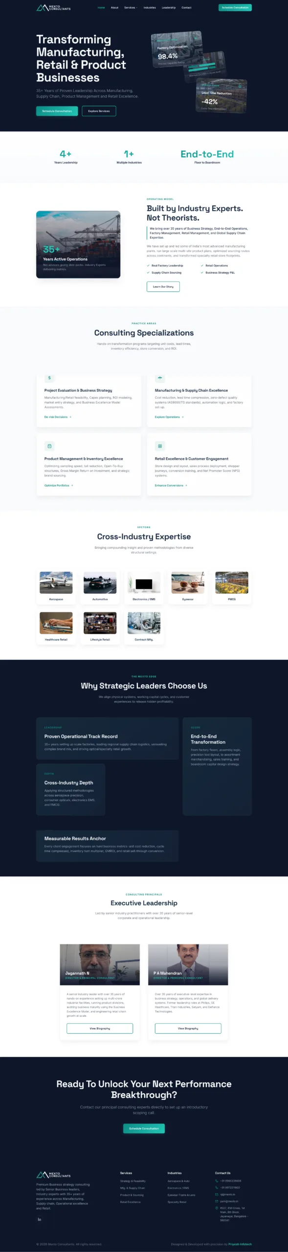 Mexto Consultants website developed by Priyesh Infotech